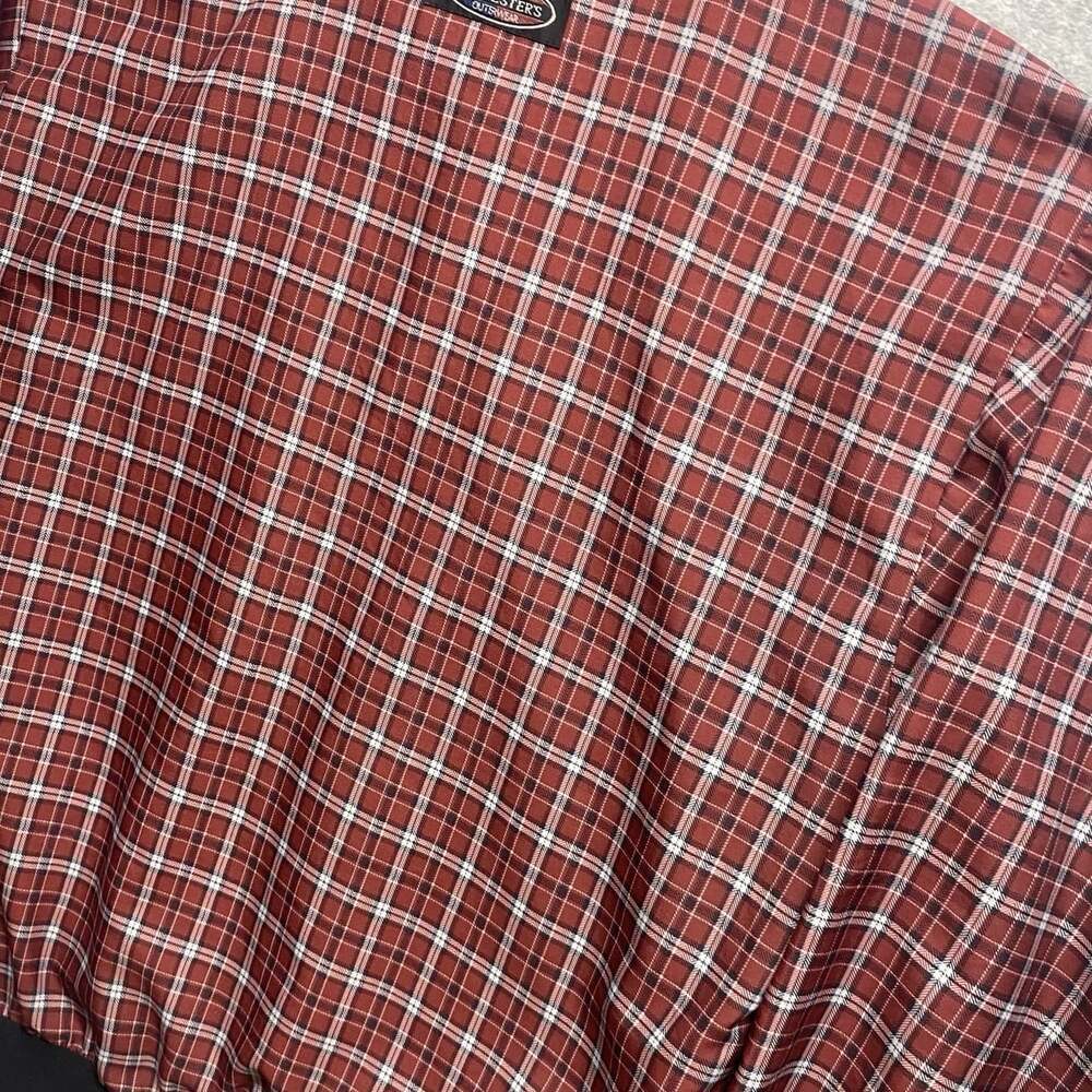 Vintage Forrester’s Men M Plaid Pullover Jacket V-Neck Lined Embroidered Red/Blk - Picture 9 of 9